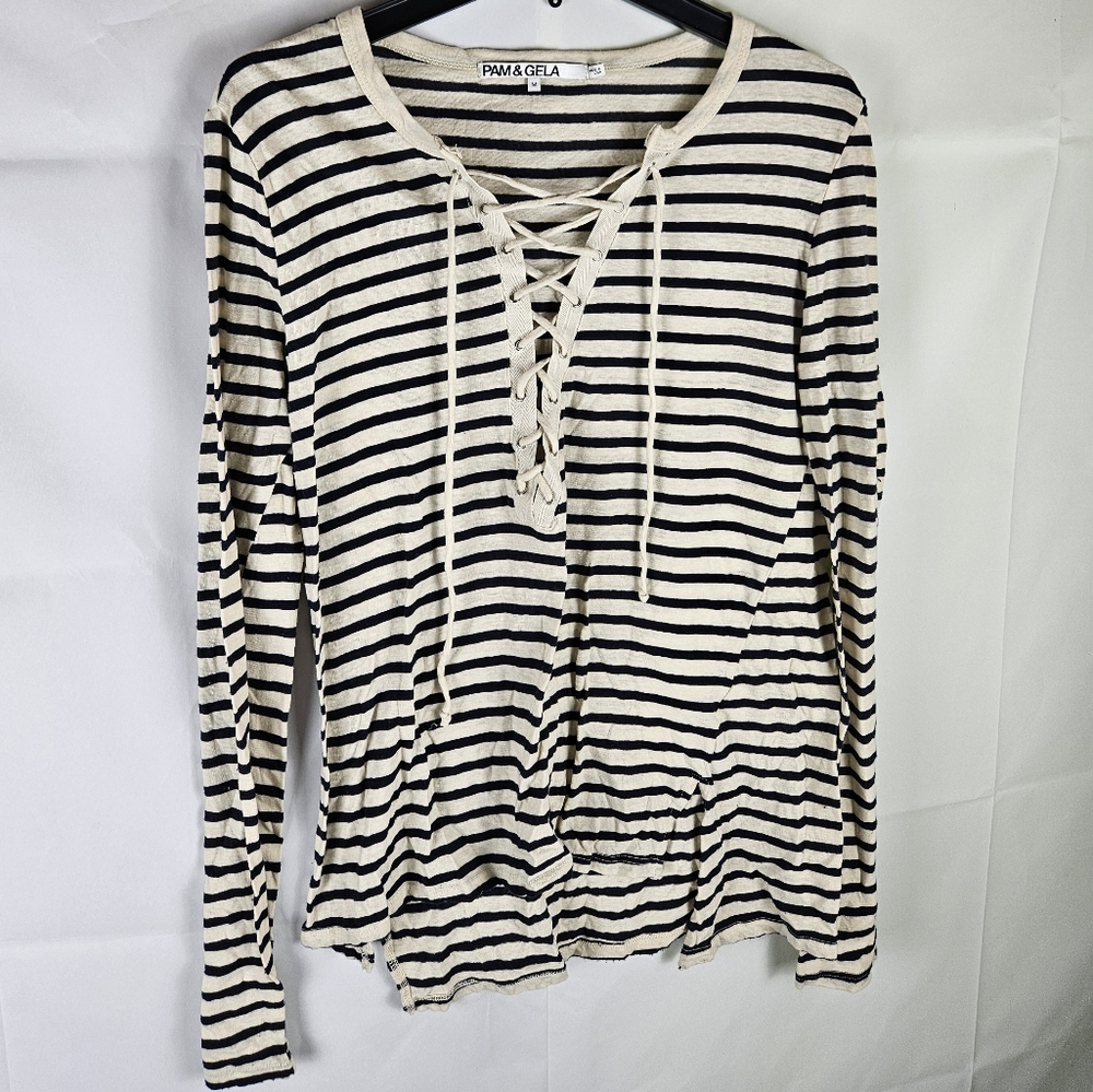 VTG Pam & Gela Blouse Top Size M | Casual Basic Spring Fall Coquette Minimalist - Picture 2 of 6